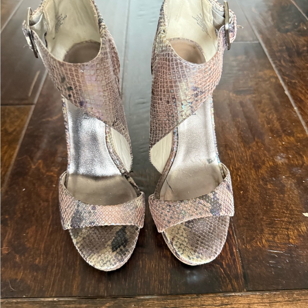 Madden Girl Women's Snakeskin Open-Toe Heels